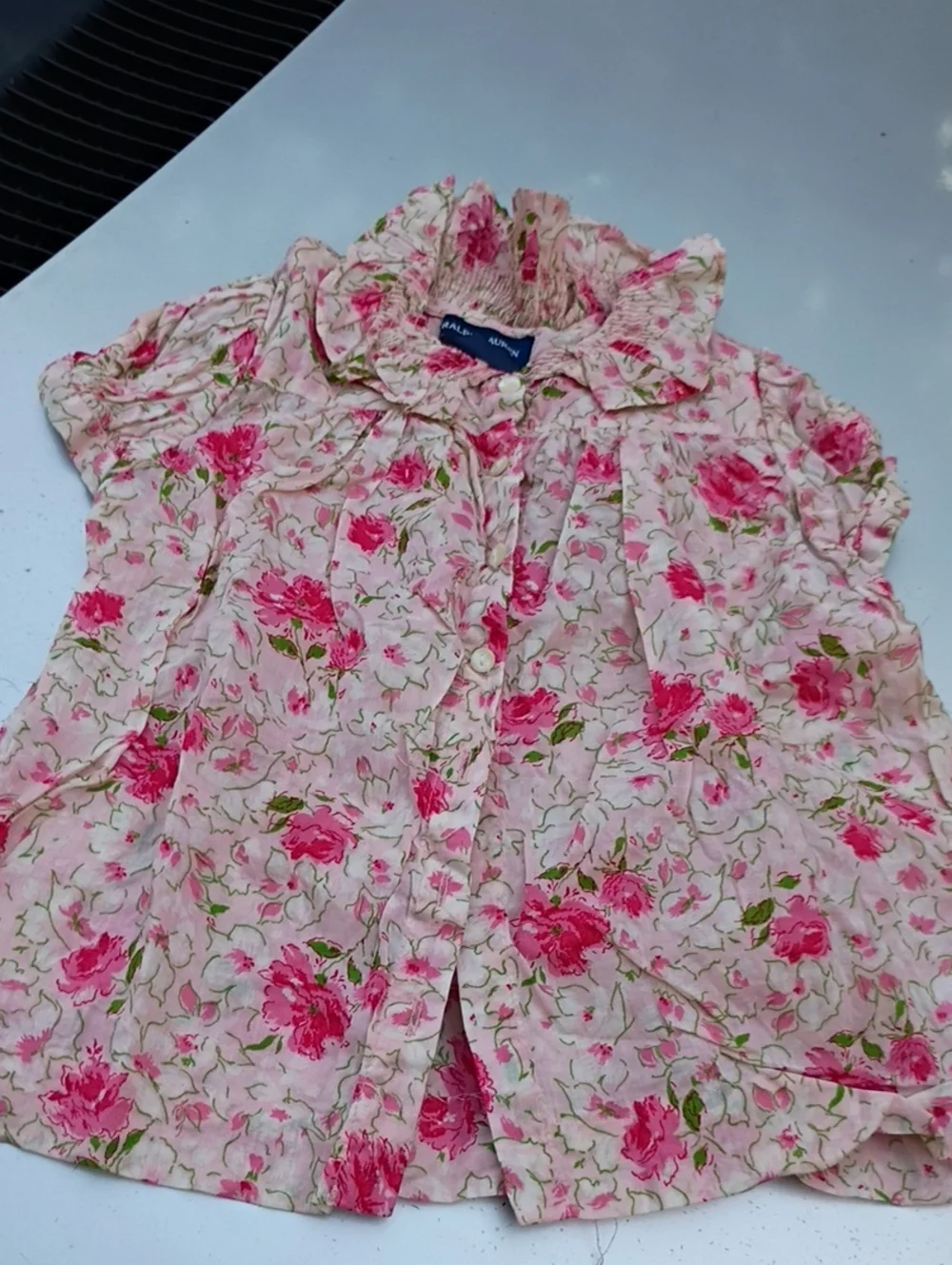 Ralph Lauren Pink Floral Smocked Top